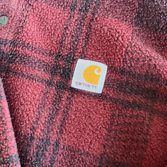 Carhartt maroon plaid fleece pullover 3T - Picture 2 of 7